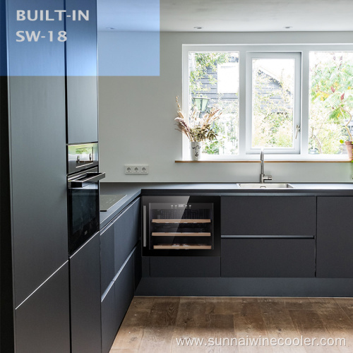 Beech shelf kitchen built in wine cooler